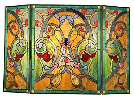 Fireplace Screens Style Fireplace Screen Victorian Design Stained Glass 3 Section 28 X 44 Fireplace Screen Flat Fireplace Screens Decorative The New