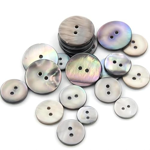 HXJDAM Lot de 20 boutons en nacre naturelle - 2 trous - 12 mm - Pour chemises, vestes, costumes, manteaux