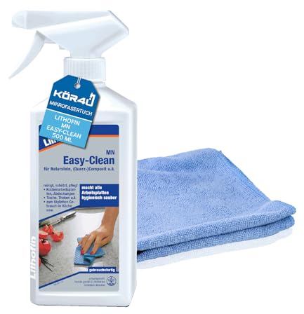 2 flaconi spray Lithofin MN Easy-Clean da 500 ml con panno in microfibra kör4u blu