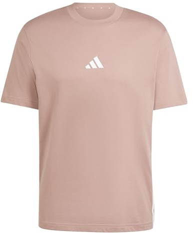 adidas Men's Essential Three Stripes Single Jersey TEE, Warm Clay/White, XS