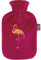 Fashy Wärmflasche 2,0 L mit Flauschbezug mit Stickerei Flamingo, pink