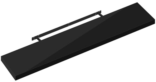 eSituro Mensola da Parete, Mensola da Parete Nera Lucida, Mensola Sospesa, Mensola Galleggiante, Scaffale da Appendere, Mensola da Parete per Soggiorno Cucina Studio Bagno, 110x22.9x3.8 CM, SWS0400