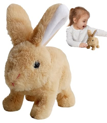 Conejito interactivo realista, conejito interactivo realista,Juguetes de figura de peluche de conejito relleno interactivo - Pedra electrónica realista de conejo de Pascua para niños, saltos, sacudida