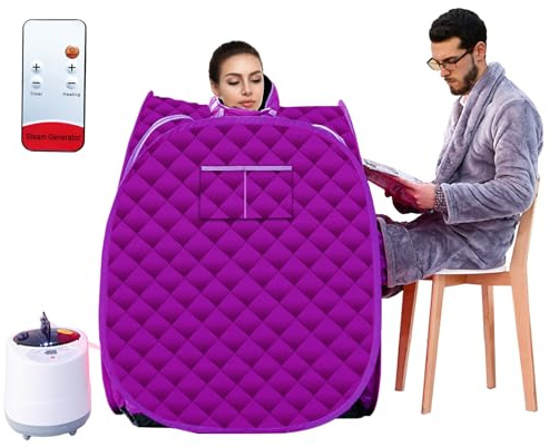 Sauna a Vapore Portatile,Sauna da Casa con Telecomando,1500W Sauna a Infrarossi Vapore Spa,9 Temperature Regolabili,5-95 Minuti Timer,Mini Saune a Vapore Box per Disintossicazione e Terapia Corporea
