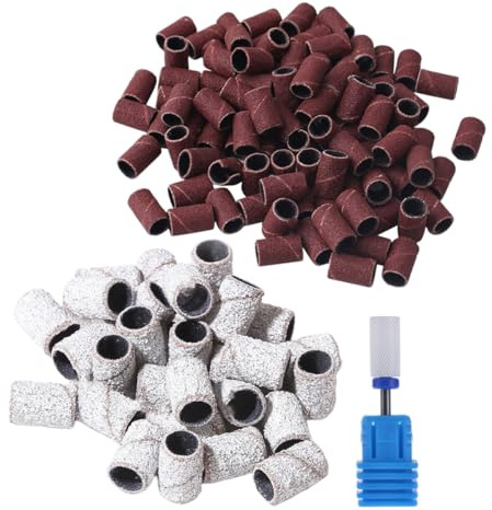 Cabilock Bandes de Ponçage pour Ongles 201 Pièces, Corindon, avec Tête de Meulage 3, pour Ongles Naturels et Artificiels, Utilisation avec Ponceuse