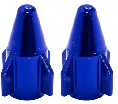 cyclingcolors 2X Tapas Tapones de Válvula Forma Cohete Aluminio Schrader neumático Bicicleta Moto Coche Quad Patinete, Azul
