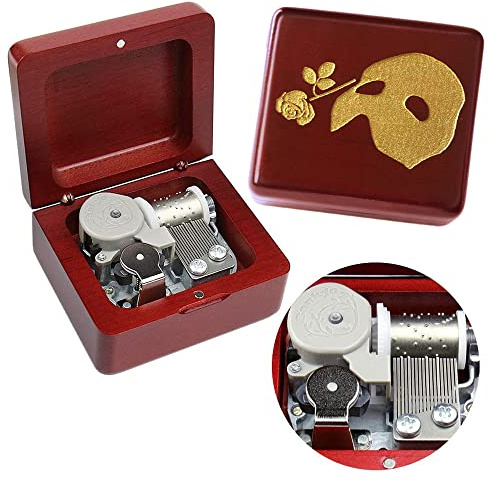 Sinzyo Masquerad Caja de Música de Madera Vintage Navidad San Valentín Cumpleaños Regalo (Caja de Madera roja)