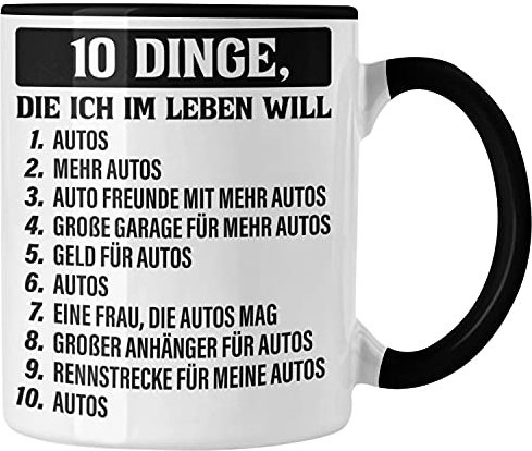 Trendation - Tuner Auto Tasse Geschenke Autotuner Geschenkidee Autoliebhaber Tasse für Männer Autofan Kaffeetasse (Schwarz)