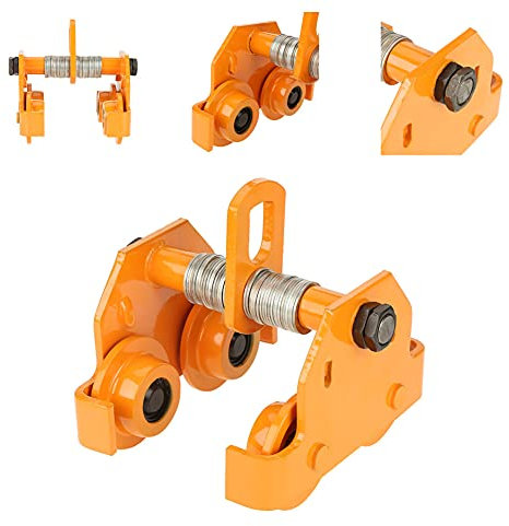 Ejoyous Laufkatze bis 1000 kg Handfahrwerk mit 64mm - 203mm Flanschbreite, Handkurbel Laufwagen Gleitenden Balken Unterflanschlaufkatze Unterflansch Hallenkran Krankatze Kran