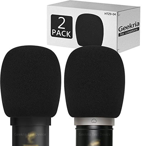 Geekria for Creators Foam Windscreen Compatible with TONOR Q9, TC20, TC30, TC40, TC-2030, ORCA-001 Microphone Antipop Windshield, Mic Wind Cover, Sponge Foam Filter (Black / 2 Pack)