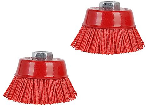 UTMACH 2 spazzole in nylon per smerigliatrice spazzola in nylon trapano da 75 mm, filettatura interna M14 x 2 per lucidatura rimozione della ruggine pulizia, rosso