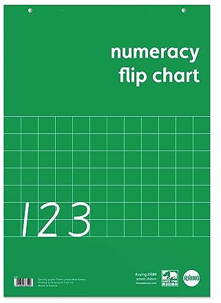 Rhino A1 Flip Chart Paper Pad, 60-Page / 50mm Squared Paper with Plain Reverse, 5-Pack, 30-Leaf, Office & School Stationery Supplies