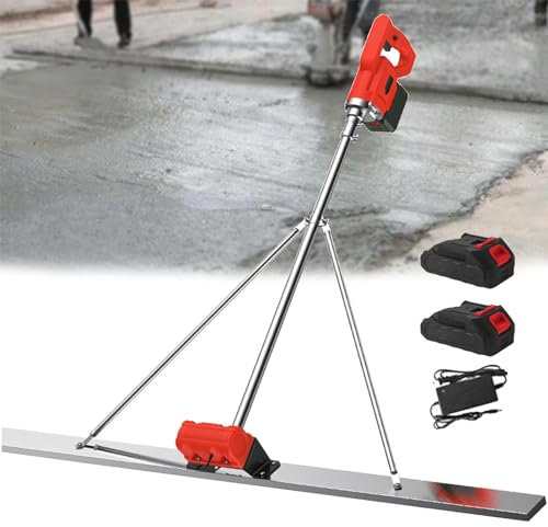 RayGenius Vibratore di Superficie per Calcestruzzo Alimentato A Batteria Cemento Vibrante Livellamento Righello Massetto per Calcestruzzo Kit Vibratorio con Tavola in Acciaio,1.5M-2Xbattery
