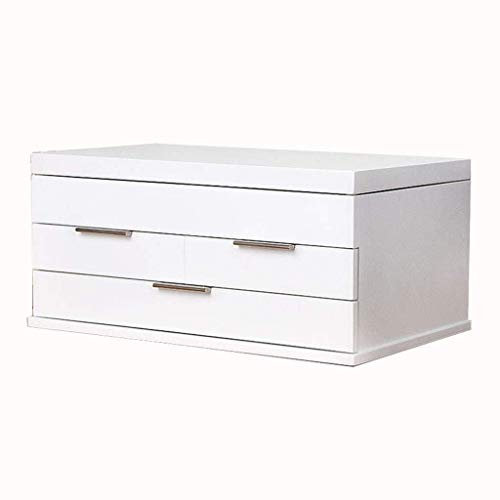 BONOOL Scatole per gioielli Cassettiera per gioielli in legno a 3 strati con specchio Scatola per gioielli per orecchini Collana per orecchini Scatola per gioielli bianca per donna