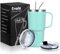 Livole 600ml Thermobecher mit Henkel, Vakuum Kaffeebecher Thermo, Edelstahl Thermobecher mit Strohhalm und Deckel, 20oz Doppelwandig Trinkbecher Reisebecher, coffee to go becher, Mintgrün