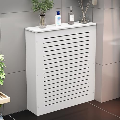 ZIHESY Cubre Radiadores, Blanco Lacado Revestimiento Protector, con Estante Y Panel Decorativo Elegante Y Moderno, para Radiador Horizontal, para Sala de Estar Dormitorio(90x80x20cm/35.4x31.5x7.9in)