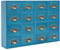 Garbenat Holz Schubladenbox 4 X 4 Stufige SchubladenOrganizer Vintage Apothekerschrank mit 16 Schubladen Schlafzimmer-Organisation Massivholz Aufbewahrung für Gewürze, Medikamente (Blau)