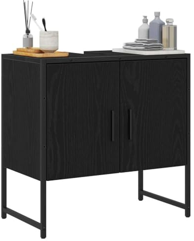 vidaXL Badrumsskåp med handfat Svart Ek 60 x 30 x 60 cm