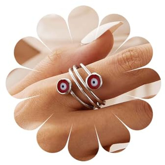 Inateannal Anelli Boho Del Malocchio Anello Aperto Regolabile Occhi Rossi Turchi Anelli Vintage Aperti Nocca Dito Gioielli Per Le Donne