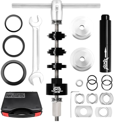 RATSTONE Kit Inférieur De Vélo,Outil De Presse pour Direction Vélo,Extracteur Roulement Velo,Outil De Pressage Professionnel pour BB73 BB86 BB30 BB91 BB92 PF30(Argent)
