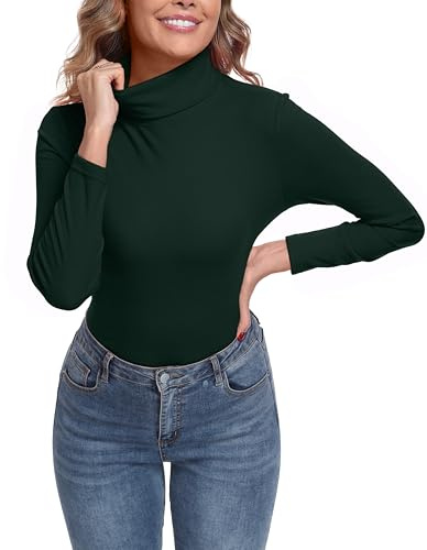 IWOLLENCE Camiseta térmica de manga larga para mujer, cuello alto, corte ajustado, cálido, camiseta interior de manga larga, ropa interior térmica para invierno, uso diario, ajustada, cómoda