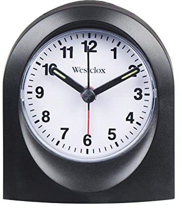 Westclox Quartz Alarm Clock for Adults, Compact & Reliable with Loud Alarm, Easy-to-Read Dial, Battery Operated – Black (3.08W x 3.55H)