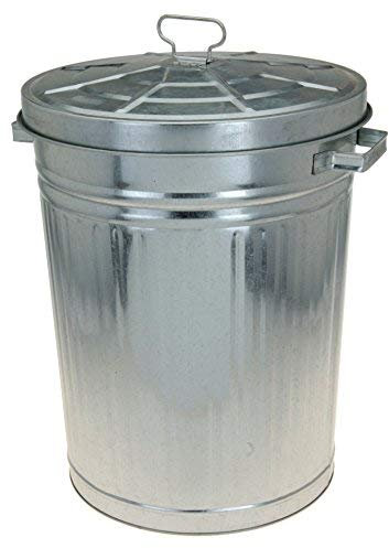 Spetebo Zink Abfalleimer mit Deckel - 55 Liter - XXL Mülleimer draußen - Zinkeimer Outdoor Mülleimer Tonne