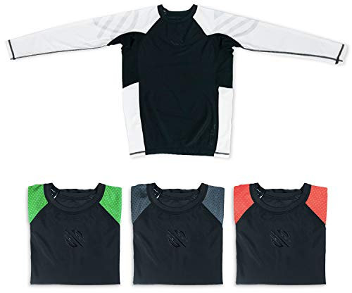 Sanabul Kinder Essentials Langarm-Trainings-Rashguard für MMA BJJ Wrestling - Weiß - Groß