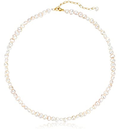 KVLmoze Perlen Choker 36 cm Perlenkette 5 mm handverlesene Perlen zierliche kleine Halskette Frauen