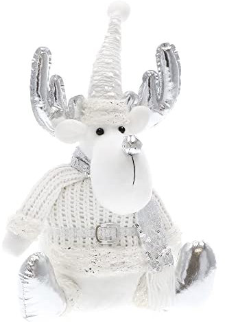 SPRINGOS Personaggio seduto renna cervo 37 cm colore argento figure gioielli natale decorazioni natalizie decorazioni natalizie