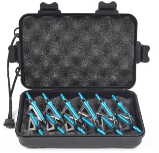 ELONG OUTDOOR 12 Pack 3 Fixed Blade Archery Hunting Broadheads Arrowheads 100 Grain with Storage Case Arrow Head Screw-in Tips for for Compound Bow & Crossbow