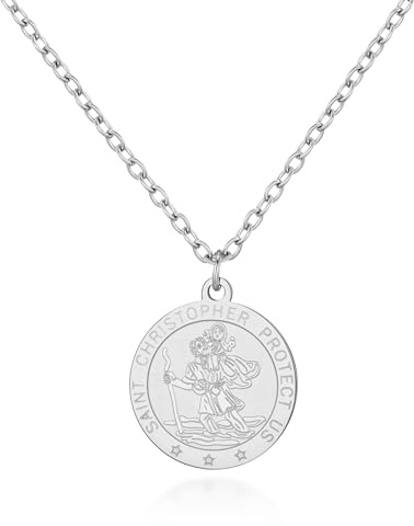 Philip Jones Men's Stainless Steel St Christopher Necklace
