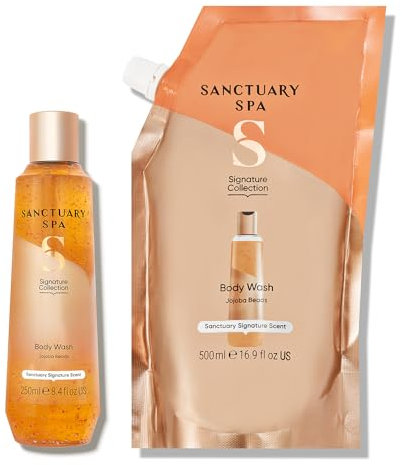 Sanctuary Spa Signature Collection Body Wash Refill Set, 250 ml and Refill Pouch 500 ml, Vegan and Cruelty Free, Refills Bottle Twice