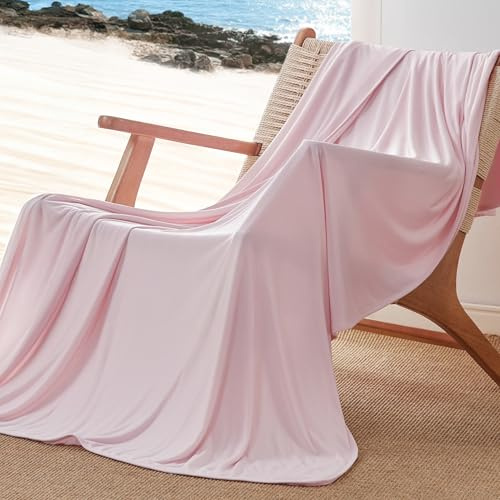 Bedsure Pink Cooling Blanket for Hot Sleepers - Summer Cold Throw Blanket for Bed, Arc-Chill Lightweight Summer Bedding, Cool Thin Ice Cold Cooled Throws with Rayon Derived from Bamboo, 50x70