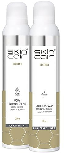 Skincair HYDRO Pflegeprodukte Set mit Dusch Schaum und Körper Schaum-Creme für trockene Haut, 2 Teile
