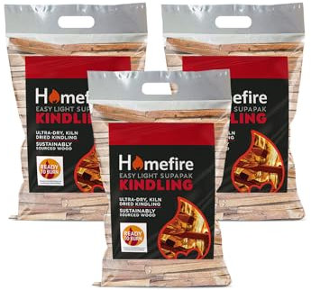 Homefire Sustainably Sourced Supapak Wood Kindling, for Wood Burners, Open Fires, Multi-fuel Stoves (Pack of 3)