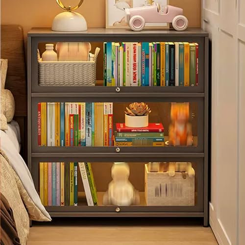 YQMHEZ Golvmonter, 2-3-vånings härdat glasmonter, design med vippdörr med magnetisk dörr, stålskåpsram, stark bärande kapacitet, förseglad och dammtät (Color : Gray, Size : 80 * 35 * 106)