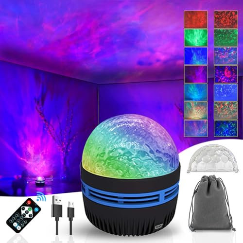 FinLuxEsti Galaxy & Star Projector with Remote Control, 14 LED Light Effects Aurora Borealis Lamp, Starry Night Light for Bedroom Decor, Kids Nursery Gift (Baby Safe)