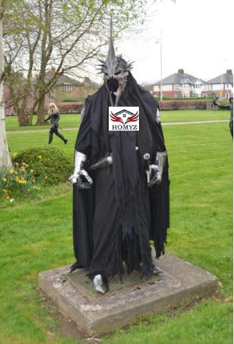 HOMYZ Nazgul Hexenkönig Kostüm - Angmar Nazgul LOTR Ringwraith Ghost Rider Armor Lords of the Ring - Erwachsene, Unisex, Halloween, Stahl, Silber, Schwarz, Vollständiges Set mit Stahlhelm