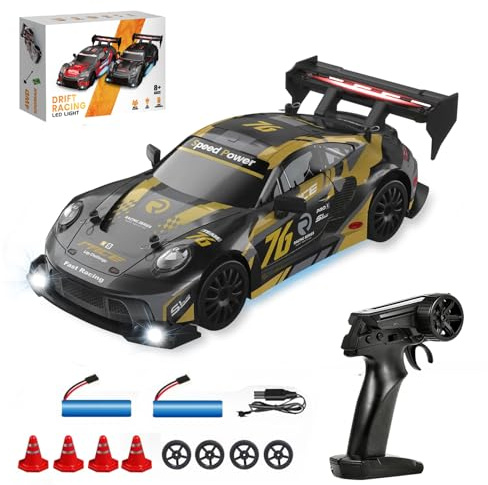 Siereolly Drift Car 1:24 Racerbil fjärrstyrd 20 km/h 4WD 2,4 GHz fjärrkontroll mini RC bil med LED-lampor för barn
