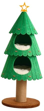 SZLIFE Torre per Gatti Moderna per Gatti da Interno, Struttura per Arrampicata Resistente con tiragraffi, 2 cucce