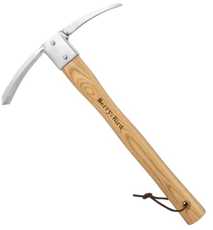 Berry&Bird Gartenhacke Pickel Hoe, Edelstahl-Spitzhacke, Hacke mit Holzgriff, Robustes Handhacke zum Umpflanzen, Graben, Pflanzen, Auflockern von Erde, Spitzhacken für Gartenarbeit, Camping