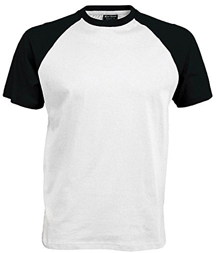 Kariban T-Shirt de Baseball à Manches Courtes pour Homme (M) (Blanc/Noir)