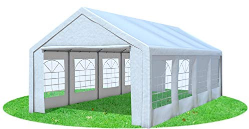 Stabilezelte Partyzelt 4x8 Classic Premium PVC 400 g/m² wasserdicht inkl. Seiten Festzelt Gartenzelt Weiß