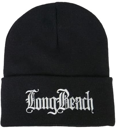 TOP HEADWEAR Old English City Beanie - Long Winter Cuff Beanie Cap, Long Beach