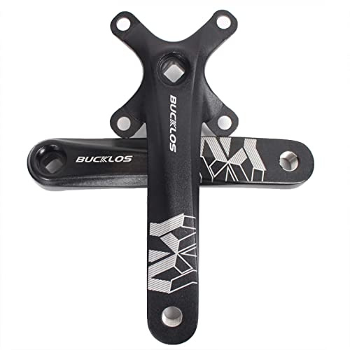 BUCKLOS MTB Mountain Bike Single Speed Square Taper Crankset -170mm Cranksets Bicycle Crank Set with 104BCD 32/34/36/38/40/42T Round/Oval Chainring Fit for Ebike/Commuter Bike