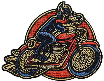 Finally Home Lone Wolf on Tour Biker Rétro Patch thermocollant pour gilets en cuir | Patchs de moto à coudre sur le dos, veste de moto, rouge/noir