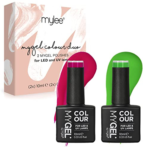 Mylee Gel Nail Polish Duo Colour Set 2x10ml [Watermelon Punch] UV/LED Soak-Off Nail Art Manicure Pedicure for Professional, Salon & Home Use - Long Lasting & Easy to Apply