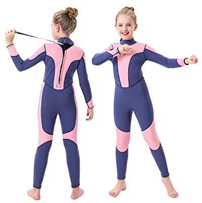 Seaskin Kids Wetsuit for Boys Girls Toddler 3mm Back Zip Thermal Swimsuits Size 4