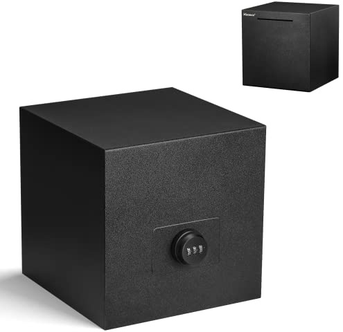 Kypeeka Stainless Steel Piggy Bank for Adults Cash Saving Box (Black, 7.9) | Stainless Steel Cash Safe with Combination Lock, Reusable, Rust-Resistant, Reusable Saving Box for Adults, Home or Office